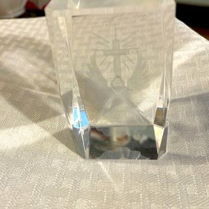 Laser image of an Angel and a cross Paperweight
